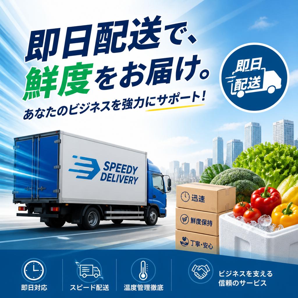 即日配送で、鮮度をお届け。あなたのビジネスを強力にサポート！